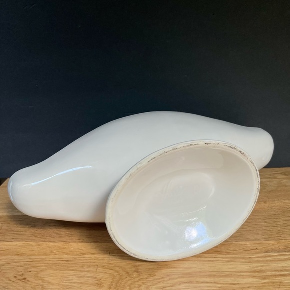 VTG Hull Console Bowl Double Candle Holder Planter Mid-century Modern MCM White - Picture 5 of 6